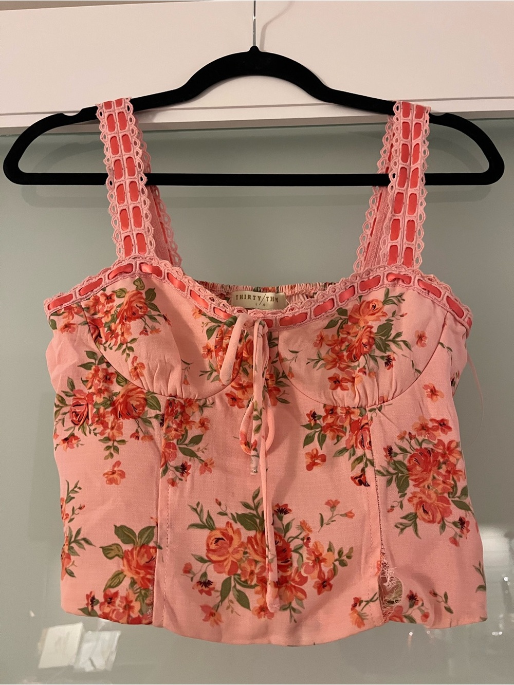 Pink Cottage core Crop Top - Picture 4 of 7